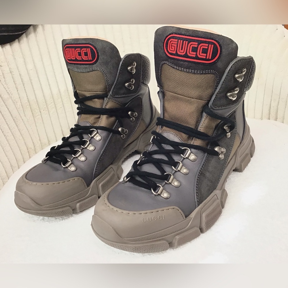 Gucci Men's Boots In Gray And Tan